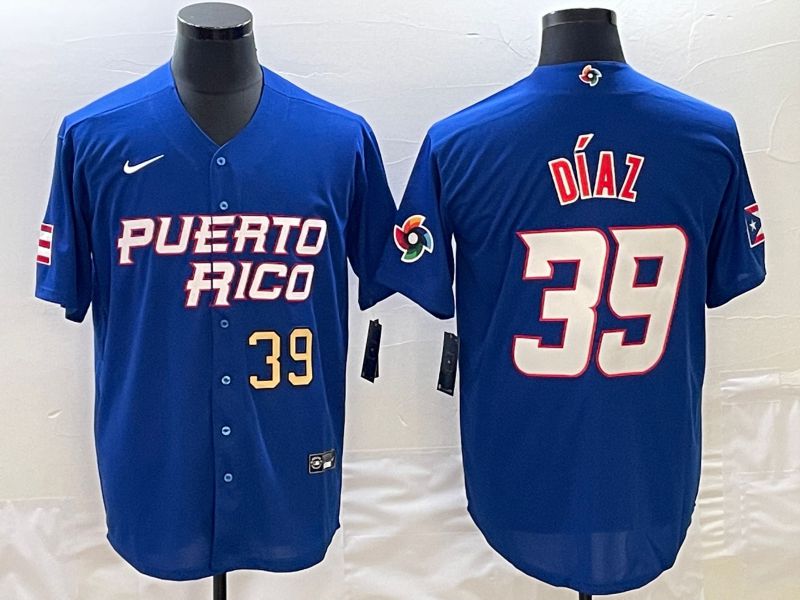 Men 2023 World Cub Puerto Rico #39 Diaz Blue Nike MLB Jersey7->more jerseys->MLB Jersey